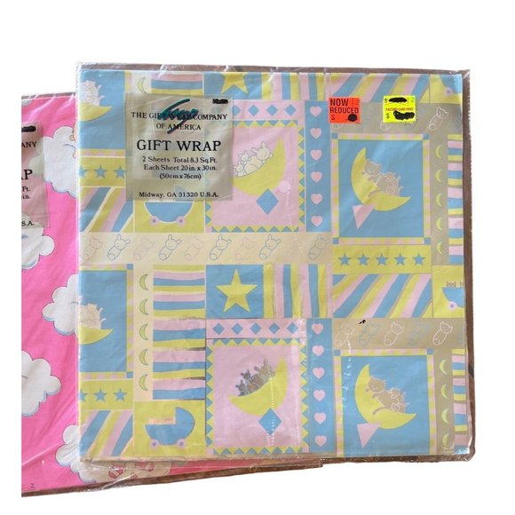 The Gift Wrap Company of America New Baby Wrapping Paper Bundle of 2 Vintage - Picture 4 of 4